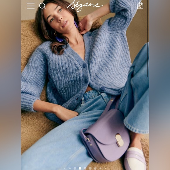 Sezane Blue Knit Cardigan - Picture 2 of 5